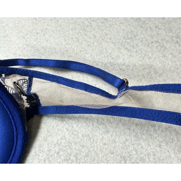 Honey Birdette Jules Contour Bra Womens 32A 10A Navy Blue Lace French Padlock - Picture 10 of 13